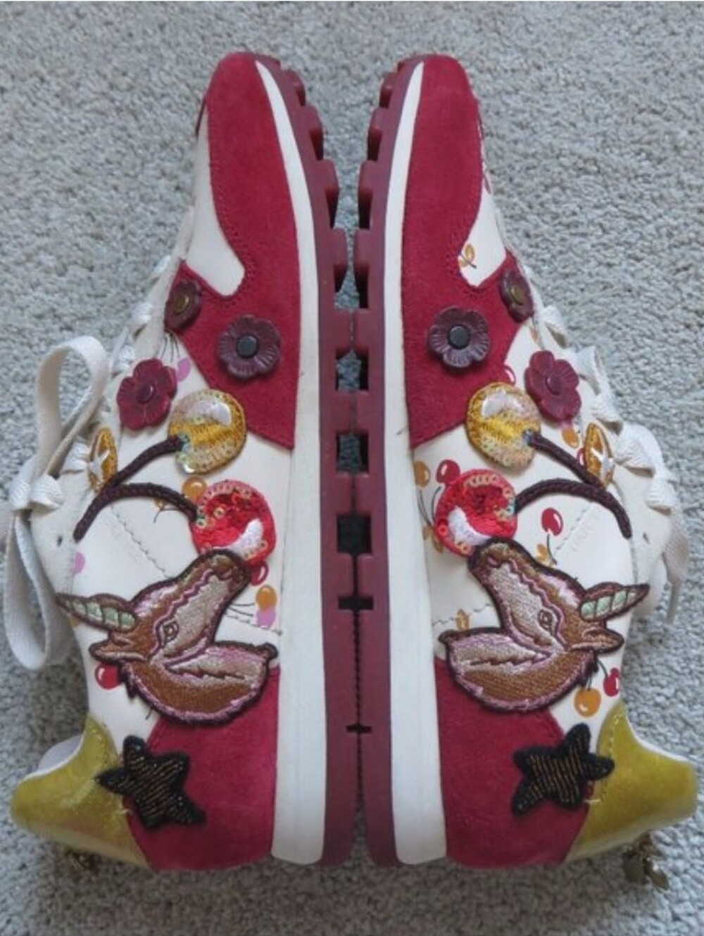 🦄RARE🍒 COACH C125 UNICORN CHERRY EMBELLISHED ATHLETIC RUNNING SHOES 6.5